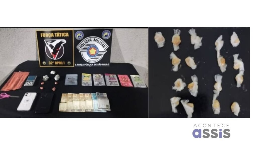 Polícia apreende drogas com menores em Assis e prende homem por tráfico em Cândido Mota. Ações ocorreram nos dias 26 e 27 de maio.