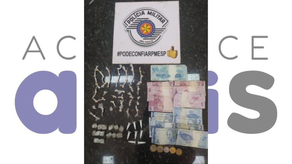 Homem é preso por tráfico de drogas em Cândido Mota com mais de 60 porções de entorpecentes. Ação ocorreu no bairro Vila São Judas Tadeu.