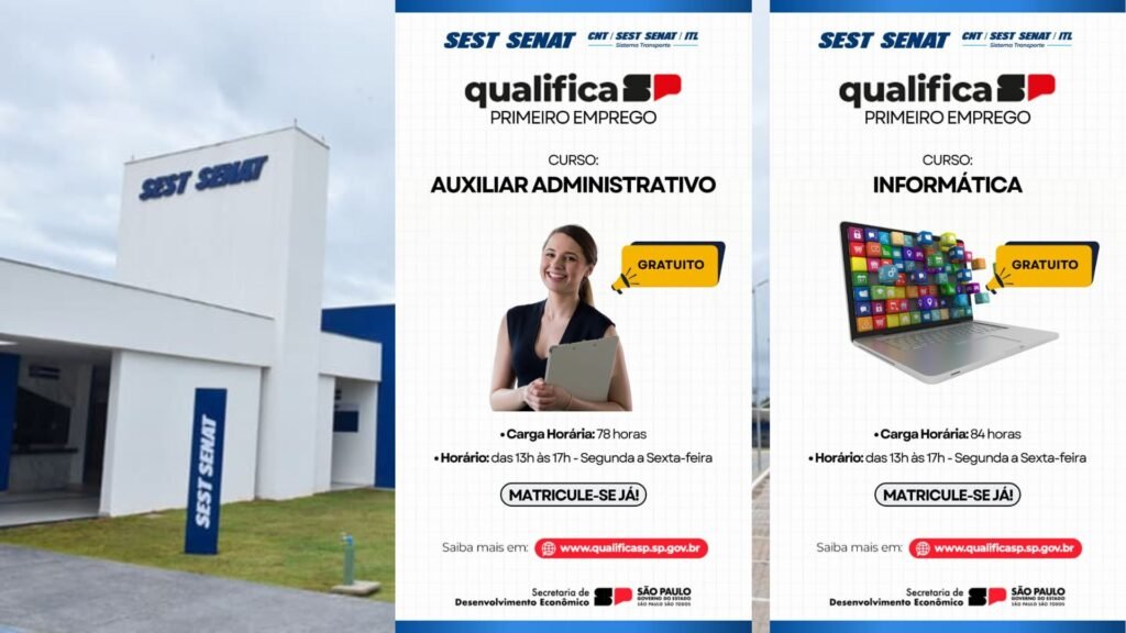 Assis tem dois novos cursos gratuitos: Informática e Auxiliar Administrativo. Inscrições abertas pelo site do Qualifica SP. Aulas no SEST SENAT.