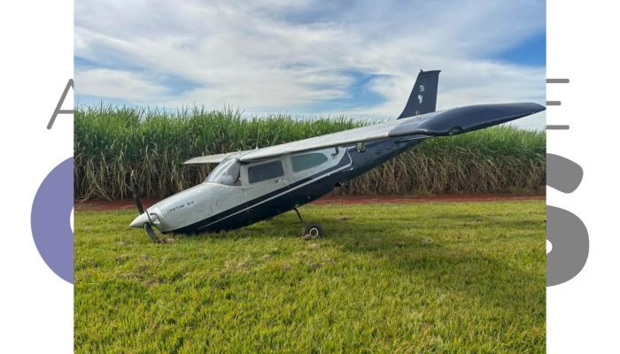 Aeronave de pequeno porte realiza pouso forçado na Usina Água Bonita; polícia investiga e apreende itens de interesse. Saiba mais sobre o caso.