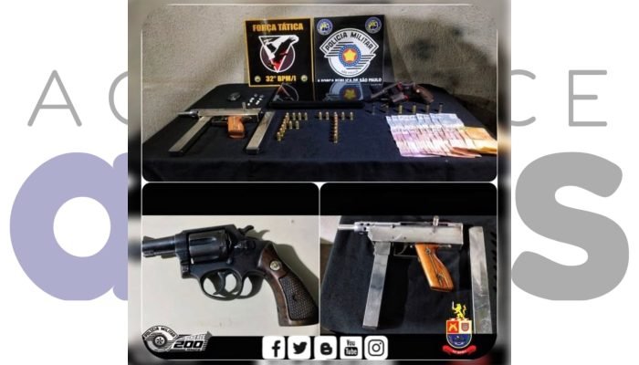 Três homens são presos em Assis com submetralhadora, revólver, drogas e munições. Ação da Força Tática ocorreu na noite de terça-feira (15).